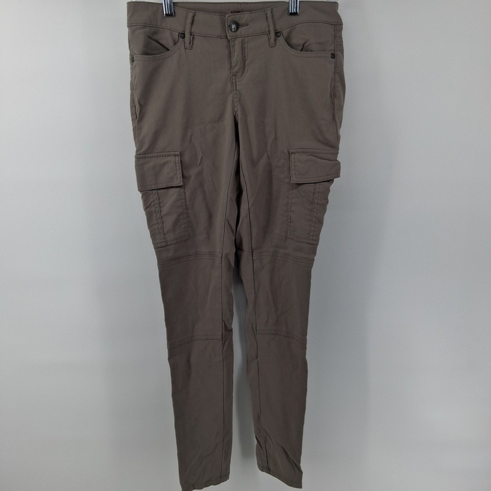 prAna Tashia Pants Womens 2 Taupe Brown Cargo Solid Slim Tapered Hiking Utility
